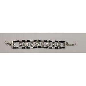 Brighton Silver Tone Black Bead Bracelet Adjustable Length Unique Design